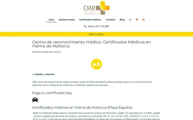Página de inicio de la web de CMR Palma
