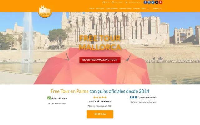Página de inicio de la web de Mallorca Free Tour